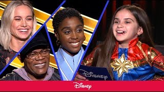 Cast of Captain Marvel Chats with Little Girl About the Film | Disney