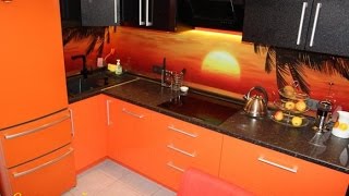 Кухня Оранжевые и Черные фасады фурнитура Blum Tandembox plus