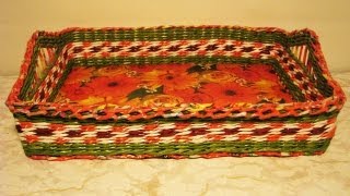 ▬►Плетение из газет декоративных бортиков. Верёвочка.