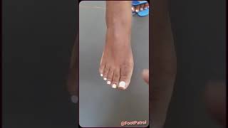 Stephanie's Size 11 Meaty N Juicy Ebony Feet N With Fresh White N Glitter Gold Tip Pedi
