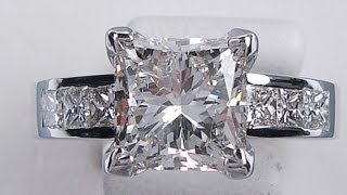 3.77 ctw Princess Cut H SI1 Diamond Engagement Ring - BigDiamondsUSA