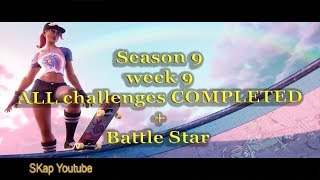 Fortnite - Season 9 Week 9 ALL CHALLENGES COMPLETED  (all missions) + Secret Battle Star (Mega Mall)