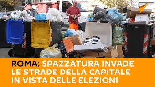 #Roma: spazzatura invade le strade della capitale in vista delle elezioni