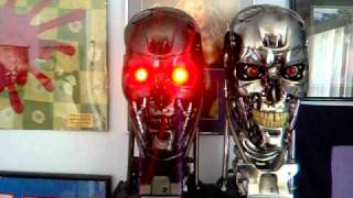 Side by Side look of my T 700 & T 800 Terminator Bust from SIDESHOW