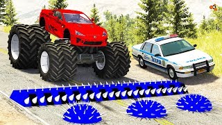 Beamng drive - Police Spike Strip Crashes #4
