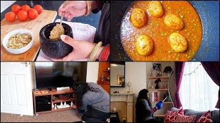 My Mom's Village Style desi Egg Curry | Village style anda curry / Living Room Deep Cleaning