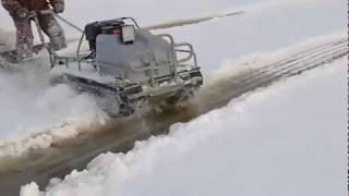 Под снегом вода. Езда на вссесезонных мотобуксировщиках КОЙРА по снегу с водой!