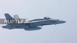 Spain: Tanker aircraft refuel fighter jets during training maneuvres over Canary Islands