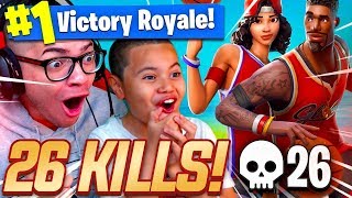 OMG *NEW* BASKETBALL SKINS ARE INSANE! 9 YEAR OLD BROTHER SO GOOD! 26 KILLS! FORTNITE BATTLE ROYALE!