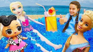 Куклы Барби, Лол, Эльза на пляже. Салон красоты. Прически, массаж, макияж - некогда отдыхать!