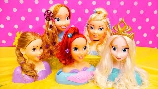 Disney Princess Doll Heads ! Hairstyles for Elsa, Rapunzel, Ariel