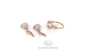 Золотое кольцо (Арт. 715018)  и серьги (Арт. 725341) с  Топаз Swarovski и Фианитом