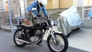 SR400【鼓動感重視】オレンジブルバードのヘビーフライホイール装着、減速比変更、JMCA非対応 ペイトンプレイスコンチマフラー装着