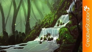 Fantasy waterfall - Speed painting ( #Photoshop ) | CreativeStation