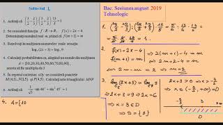 Bacalaureat Tehnologic, Sesiunea August 2019