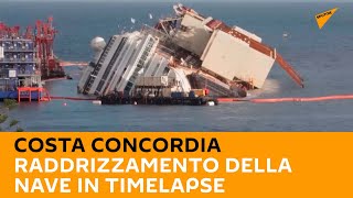 Costa Concordia, raddrizzamento della nave in timelapse