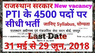 New Vacancy::शारीरिक शिक्षकों PTI के  4500 पदों पर सीधी भर्ती