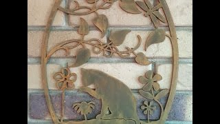 Metal cat wall art Cor-ten steel CNC plasmacam