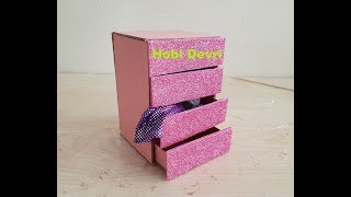 Diy,Barbie House Chest of Drawers, Barbie Evi 4 Çekmeceli Şifonyer Yapılışı