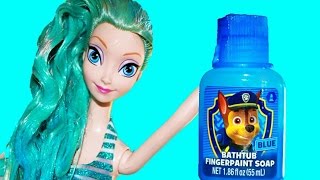 DIY Disney Princess Makeover BLUE HAIR with Paw Patrol Paint