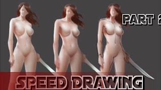 Naked Girl Anatomy Body Design Study Speed Drawing Sketching Painting with Photoshop part 1