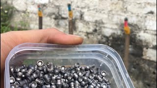 Test Kẹo Chì 5.5 bắn 3 cái bật lửa cự li 50m xem độ chụm của kẹo ra sao.