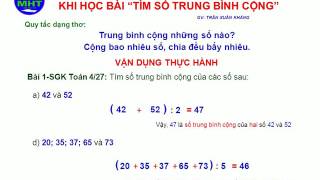 MẸO HỌC TẬP-MỘT SỐ LƯU Ý KHI HỌC BÀI TÌM SỐ TRUNG BÌNH CỘNG