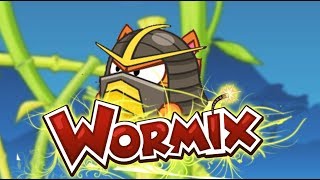 Это Wormix - Голый зомби, против самурая (одиночный босс)