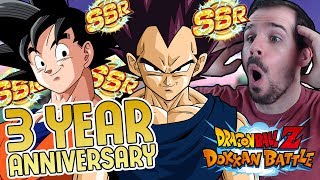TRIPLE SSR PULL! 3 YEAR ANNIVERSARY LR GOGETA & LR VEGITO SUMMONS! | DRAGON BALL Z: DOKKAN BATTLE