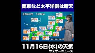 【夜の1分天気】明日11月16日(水)の天気予報 #shorts