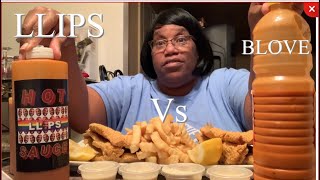 BLOVESLIFE VS LLIPS HOT SAUCE/ WHOLE CATFISH MUKBANG!!EATING SHOW.