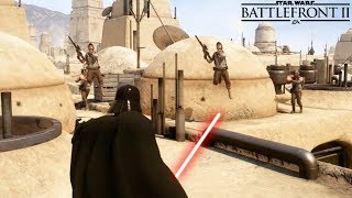 DARTH VADER VS 1000 Troopers REALISTIC NO HUD Tatooine - Star Wars Battlefront 2