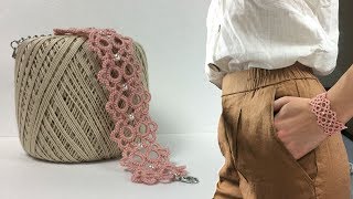 Needle tatting. Bracelet with beads. Giveaway/Фриволите иглой. Браслет с бусинами. Розыгрыш подарка