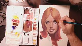 How to paint with gouache -portrait Sharon Tate