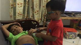 Little James Plays Pretend Doctor Performing Cesarean Surgery with Kuya Sam as the Patient