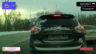 Driving through Yekaterinburg (Russia) from Oktyabrskiy to Verkh-Isetskiy 4.01.2017 Timelapse x4