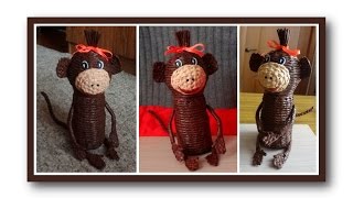 Плетёная поделка обезьяна из газетных трубочек / Wicker monkey from newspaper tubes