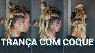 TUTORIAL TRANÇA MASCULINA COM COQUE