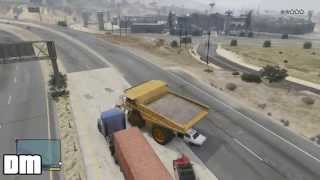 GTA V - Giant Dump Truck Location w/ Gameplay Crushing Cop Cars