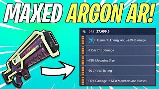 MAXED 106 Argon Assault Rifle Gameplay! All Legendary Perks | Fortnite Save The World