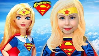 Kids Makeup Super Hero Girls Cosplay for Little Heroes with Colors Paints and doll