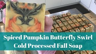 Spiced Pumpkin Butterfly Swirl Fall Soap - Cold Processed Soapmaking