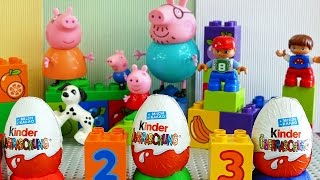 Покупка яиц с игрушками, распаковка Киндер Сюрпризов и Лего Дупло