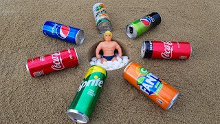EXPERIMENT !! Stretch Armstrong VS Underground Coca Cola, Pepsi, Sprite, Fanta, Yedigün and Mentos