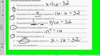 Unit 1 Notes 1 B Writing and Solving Equations