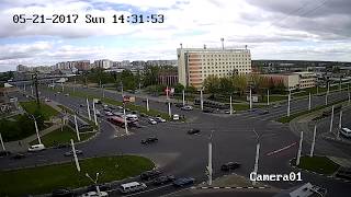 Авария Витебск перекресток пр- т Московский -  ул. Терешковой. Гонки маршруток.