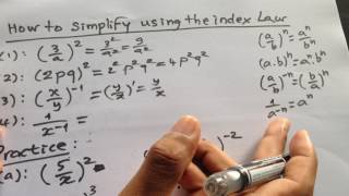 (video #38) How to simplify using the index law, index notation