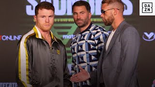 Canelo vs. Saunders Face-Off Gets Crashed By LOUD Tyson Fury Chants