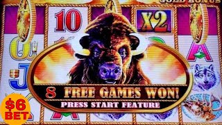 Buffalo Gold Slot Machine - Max Bet Bonuses Won | GREAT SESSION | Live Slo Play