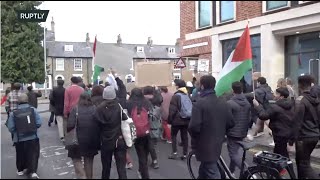 Live: Demo in support of Palestine amid Israeli Ambassador's speech in Cambridge